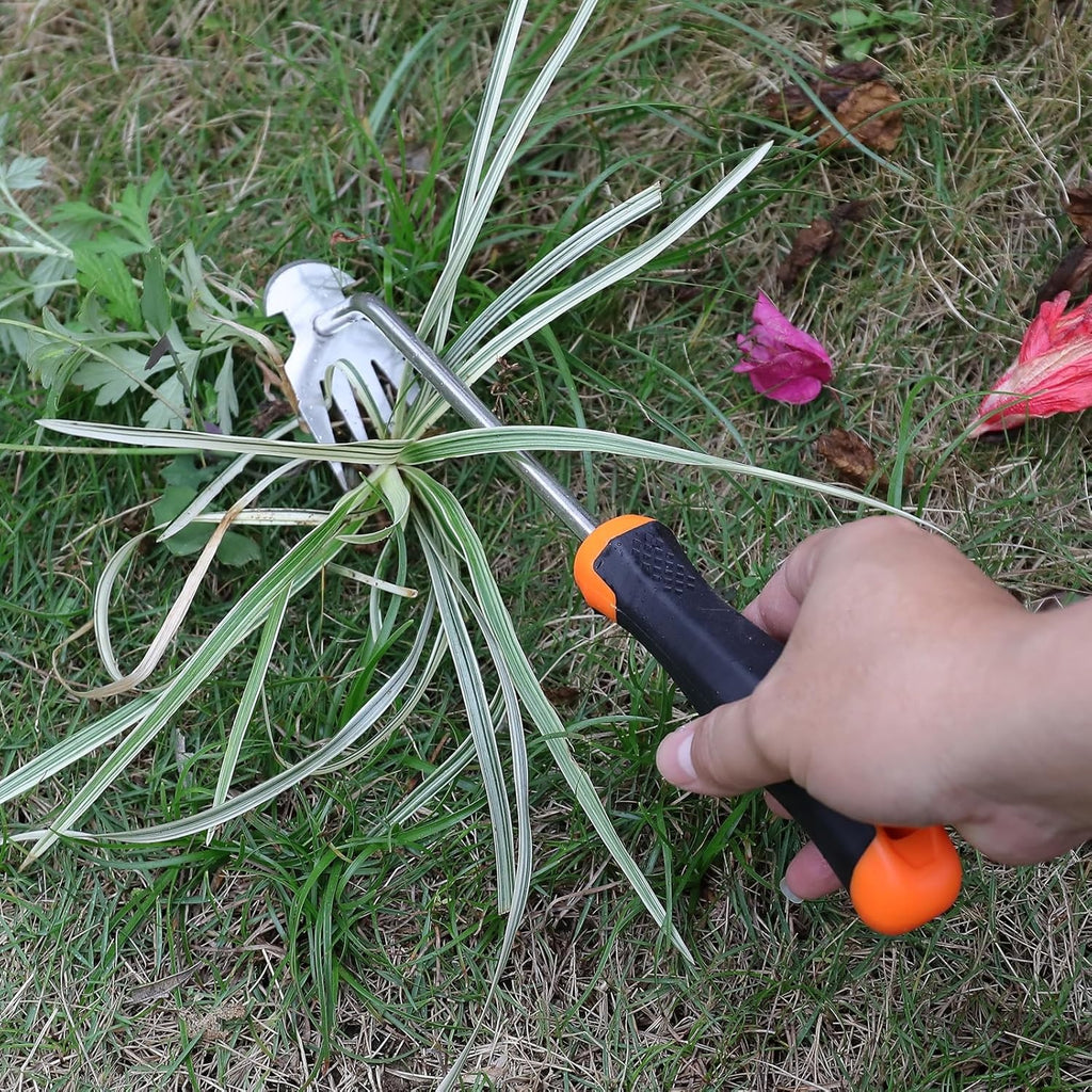 Portable Garden Weed Remover Tool with Rubber Handle – Hand Weeder for Garden Beds & Soil Care