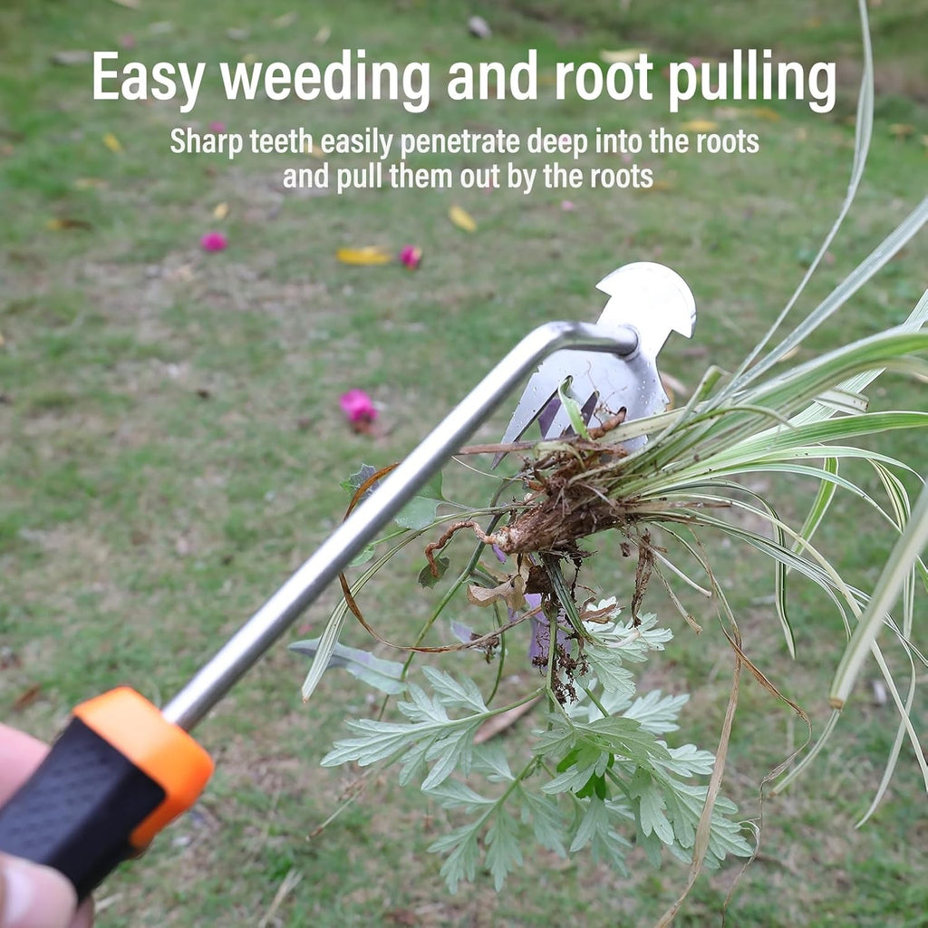Portable Garden Weed Remover Tool with Rubber Handle – Hand Weeder for Garden Beds & Soil Care