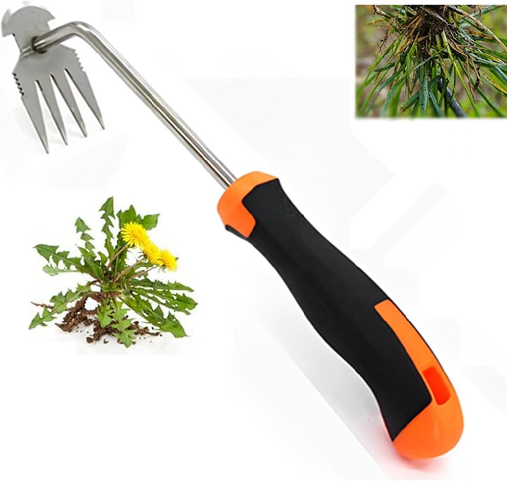 Portable Garden Weed Remover Tool with Rubber Handle – Hand Weeder for Garden Beds & Soil Care